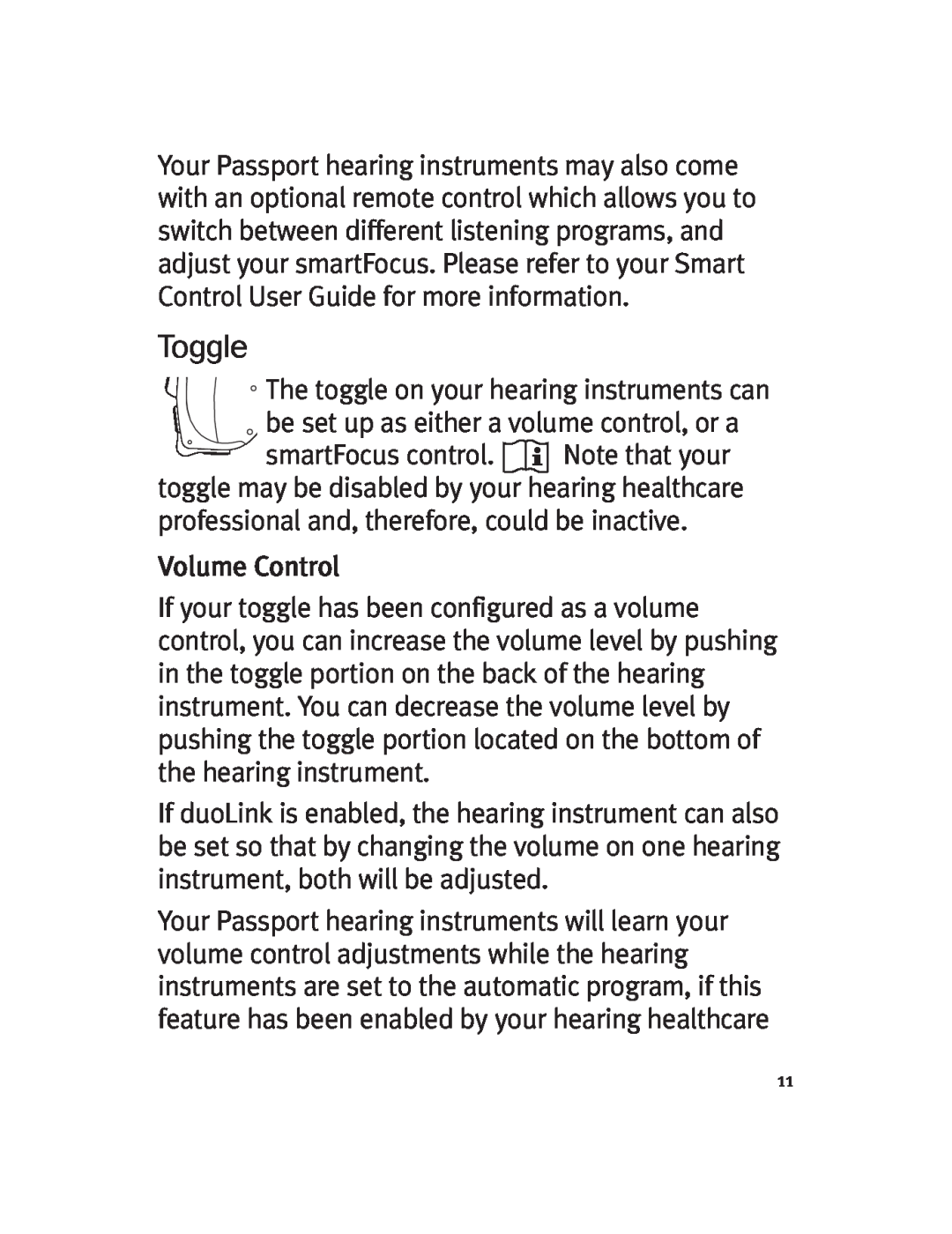 Unitron Hearing Aid Moda 13, Moxi 13 manual Toggle 