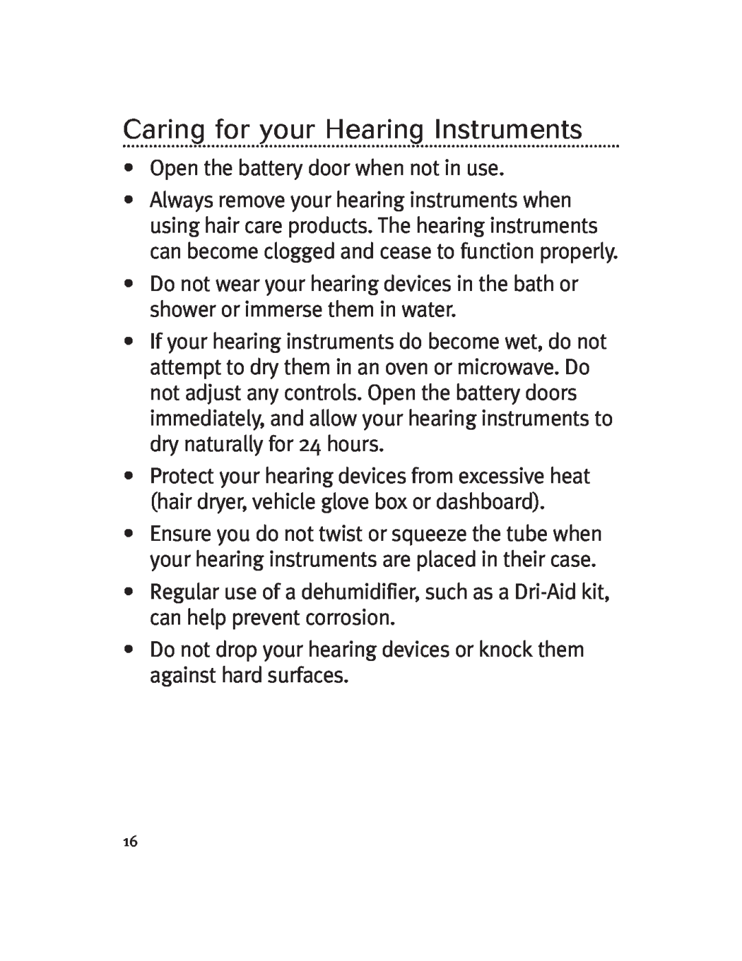 Unitron Hearing Aid Moxi 13, Moda 13 manual Caring for your Hearing Instruments 