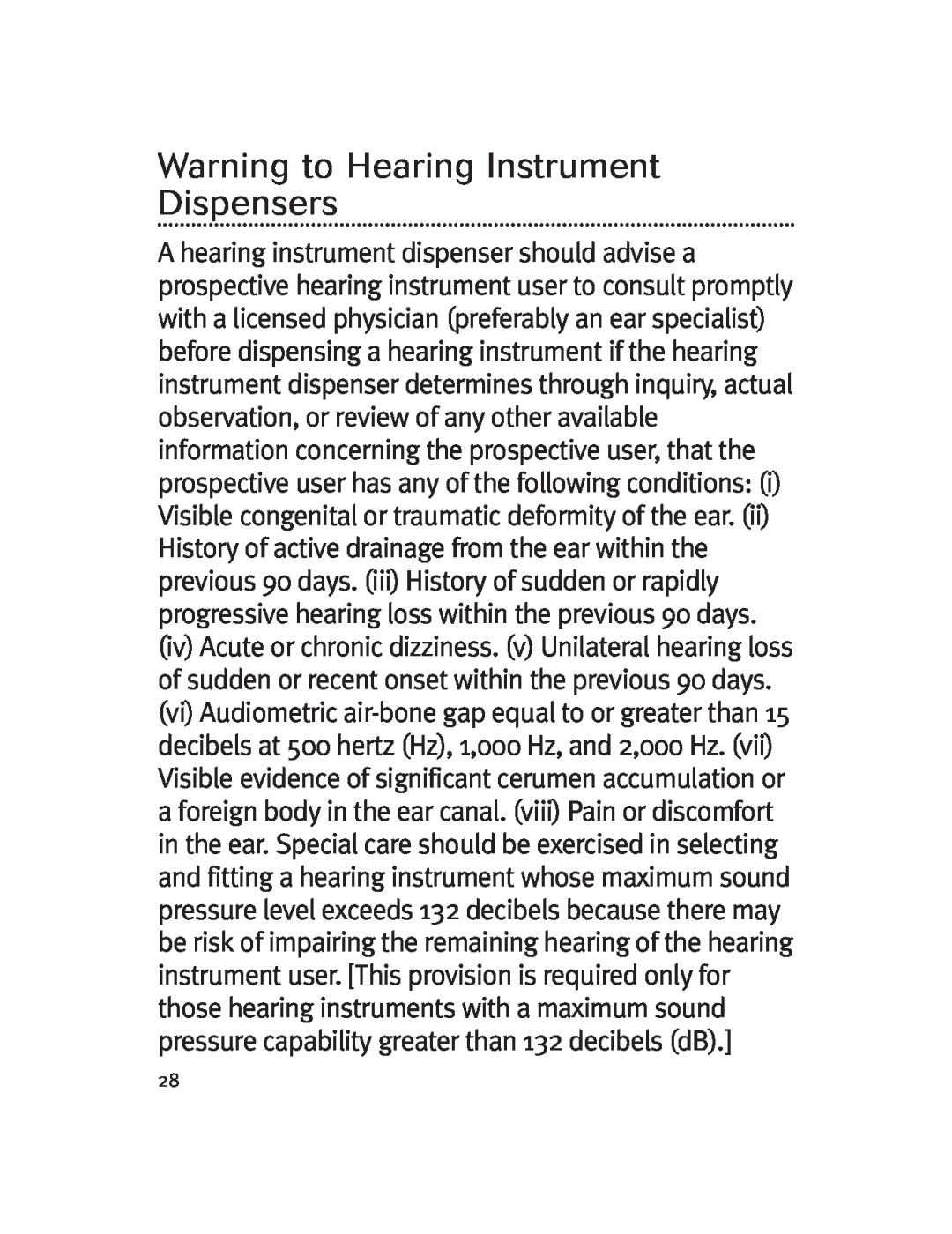 Unitron Hearing Aid Moxi 13, Moda 13 manual Warning to Hearing Instrument Dispensers 