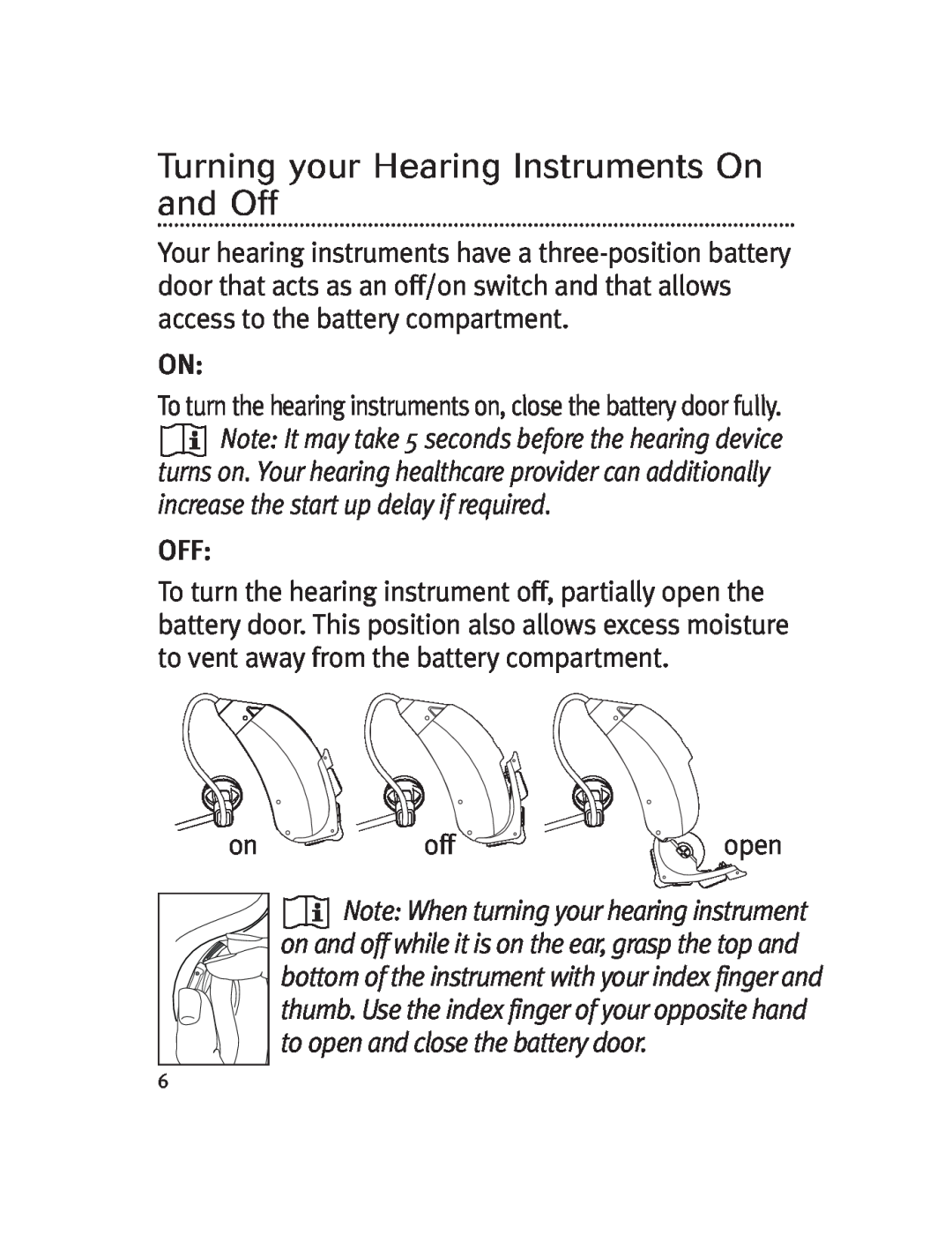 Unitron Hearing Aid Moxi 13, Moda 13 manual Turning your Hearing Instruments On and Off 