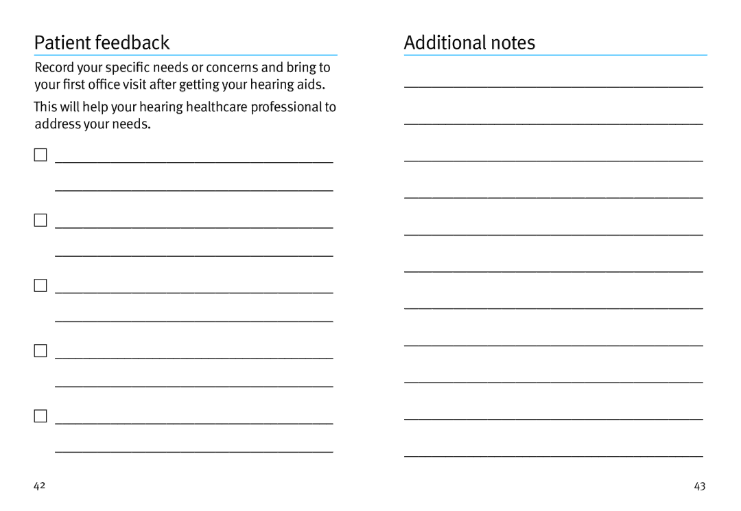 Unitron Hearing Aid Moxi2 Kiss manual Patient feedback, Additional notes 