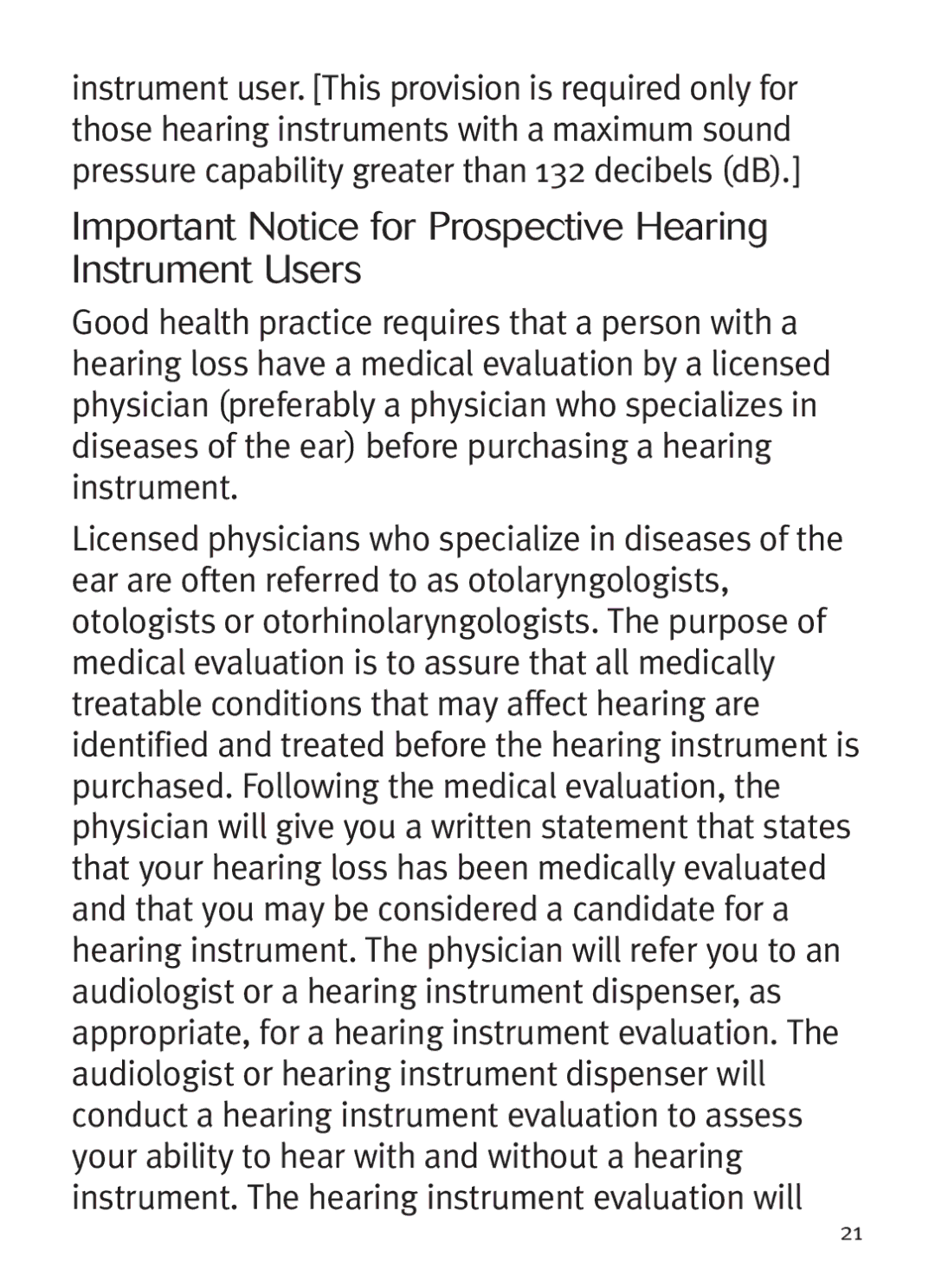 Unitron Hearing Aid Ziel BTE manual Important Notice for Prospective Hearing Instrument Users 