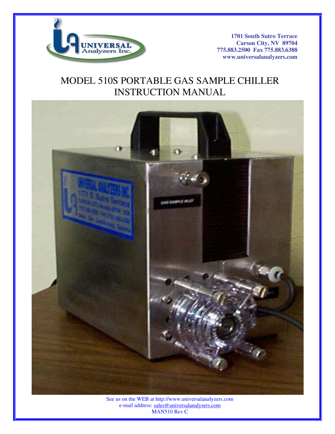 Universal instruction manual Model 510S Portable GAS Sample Chiller 