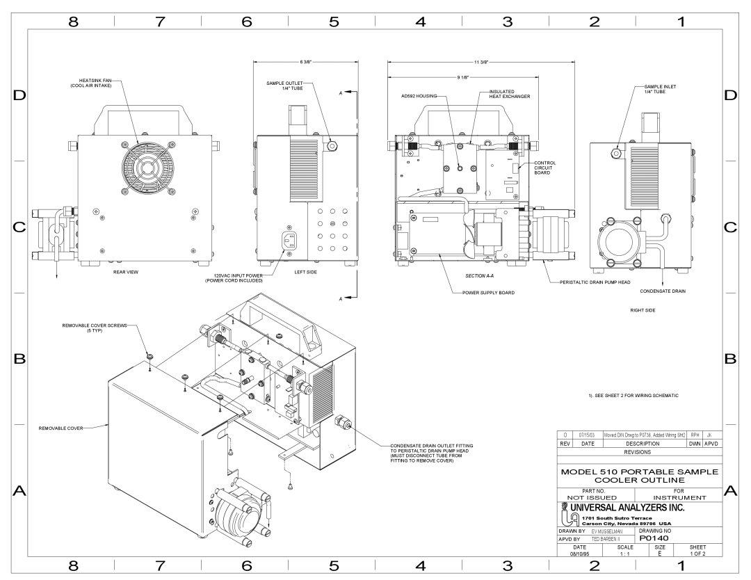 Universal 510S instruction manual Model 510 Portable Sample Cooler Outline 