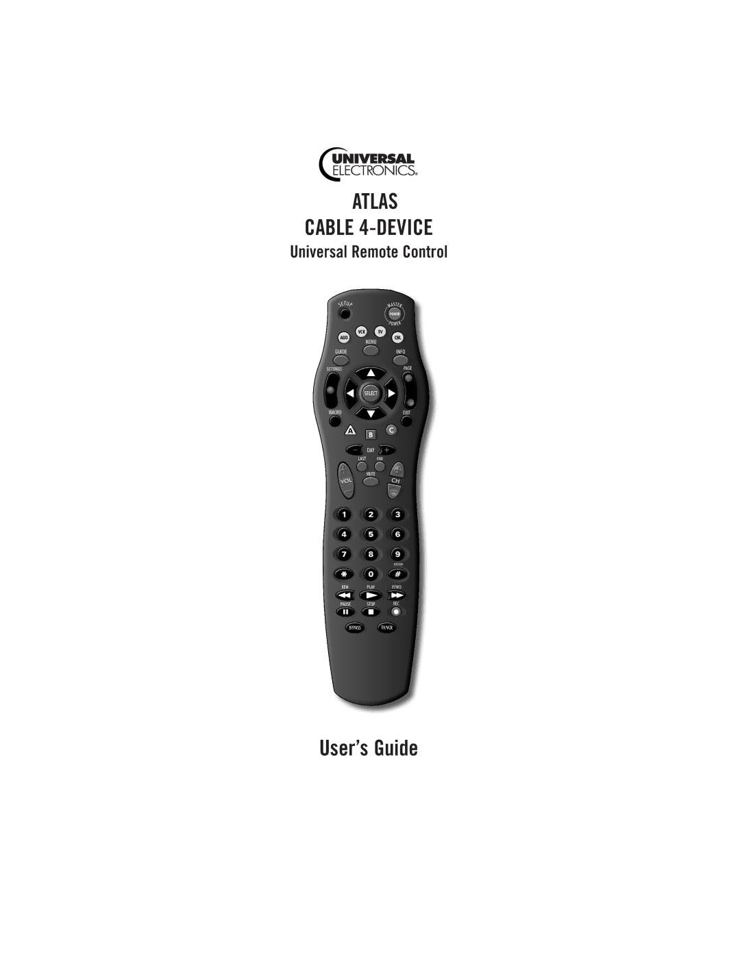 Universal Electronics 4-DEVICE Universal Remote Control manual Atlas Cable 4-DEVICE 