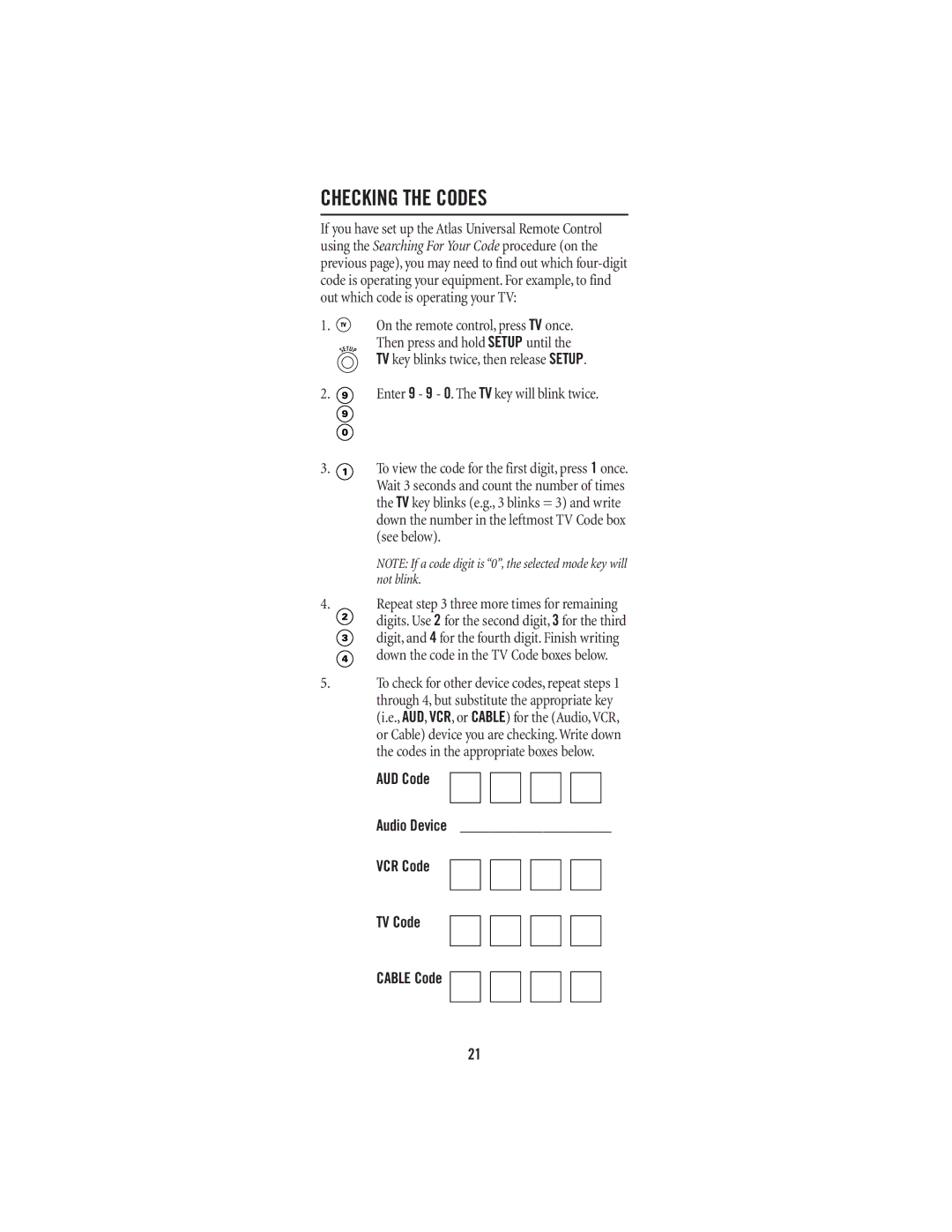 Universal Electronics 4-DEVICE Universal Remote Control manual Checking the Codes 