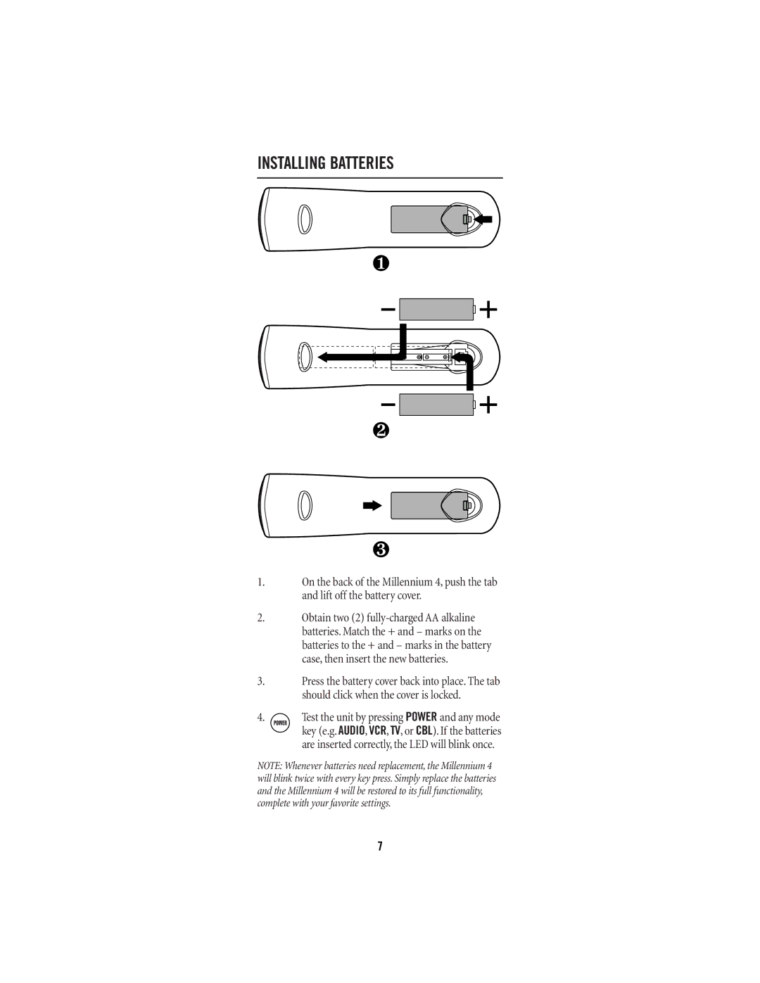 Universal Electronics 4 manual Installing Batteries 