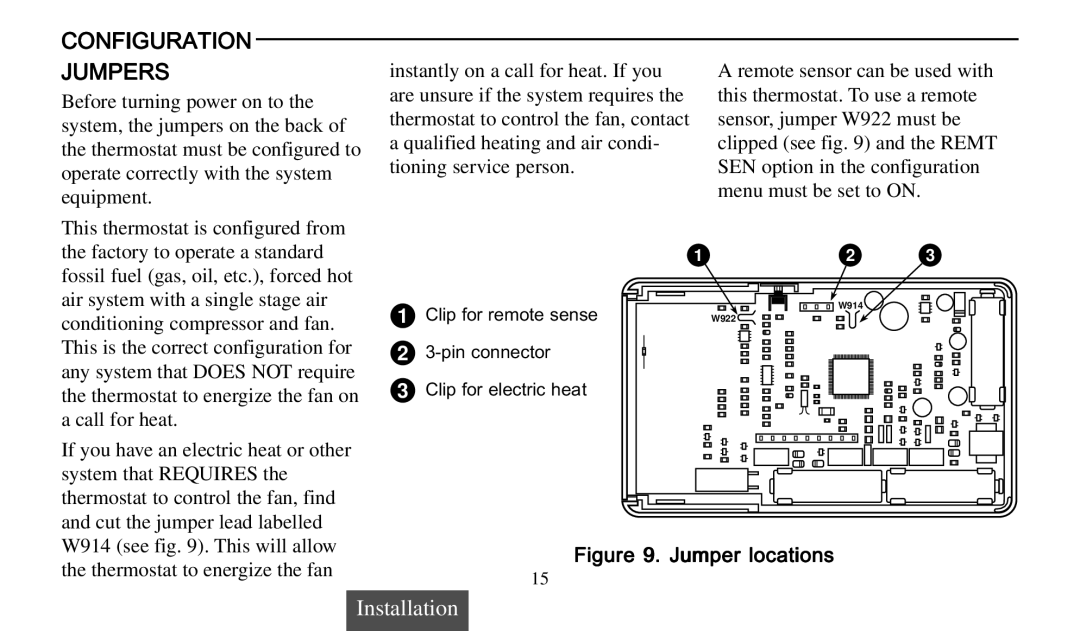 Universal Electronics 975 operating instructions Configuration Jumpers, Jumper locations 