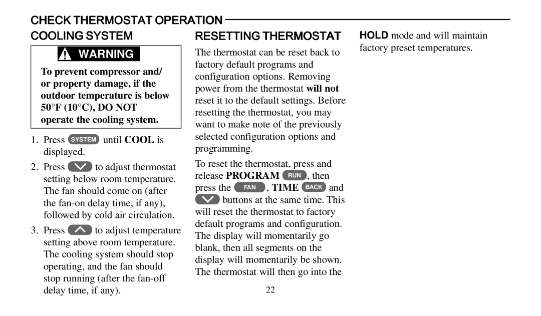 Universal Electronics 975 operating instructions Check Thermostat Operation Cooling System, Resetting Thermostat 