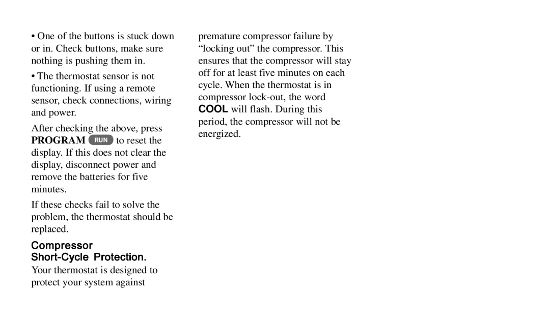 Universal Electronics 975 operating instructions Compressor Short-Cycle Protection 