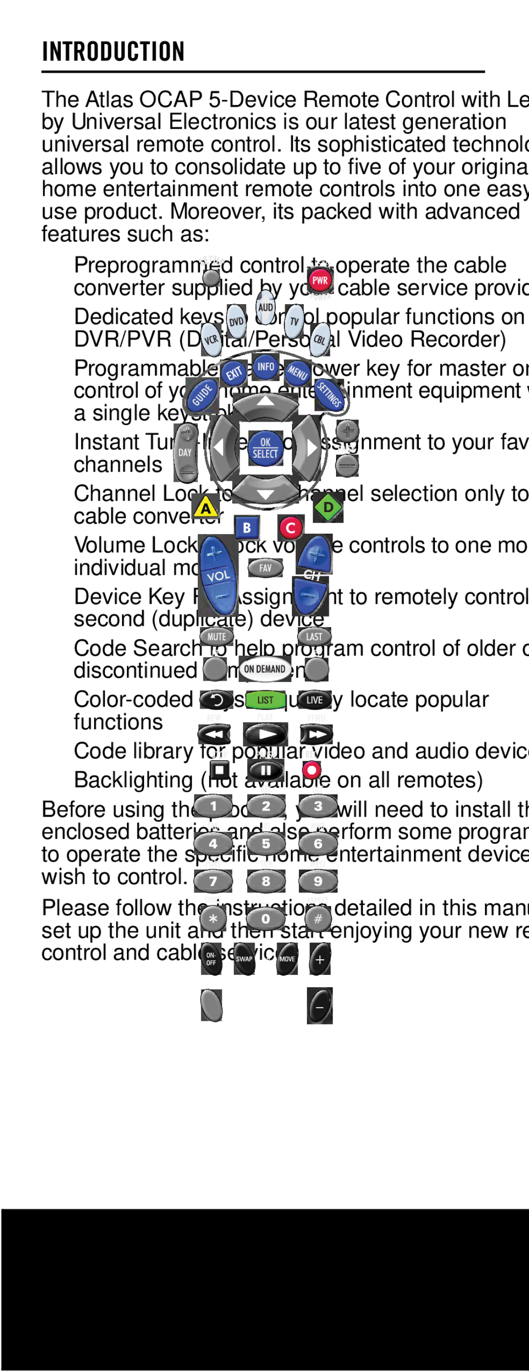 Universal Electronics ATLAS OCAP 5-Device manual Introduction 