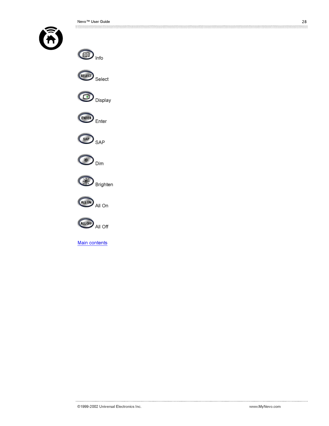 Universal Electronics Nevo user manual Sap 