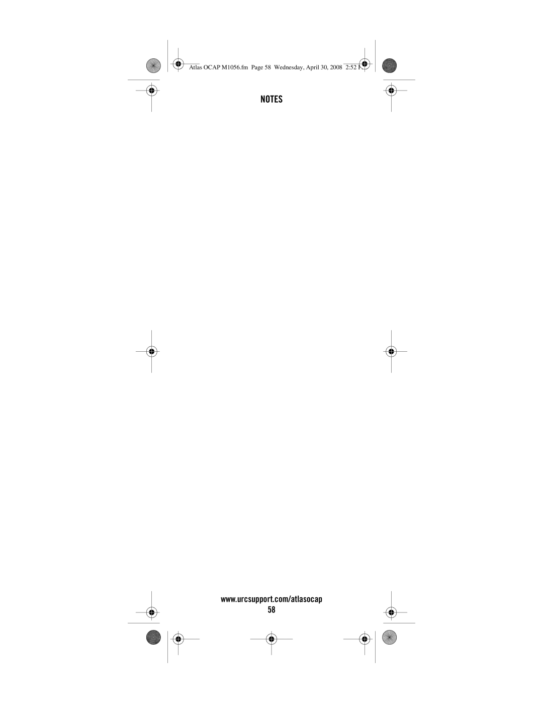 Universal Electronics OCAP 5 manual Atlas Ocap M1056.fm Page 58 Wednesday, April 30, 2008 252 PM 