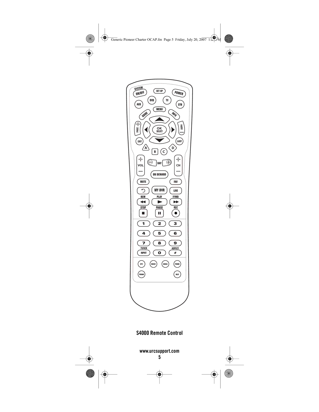 Universal Electronics C4000 manual S4000 Remote Control 