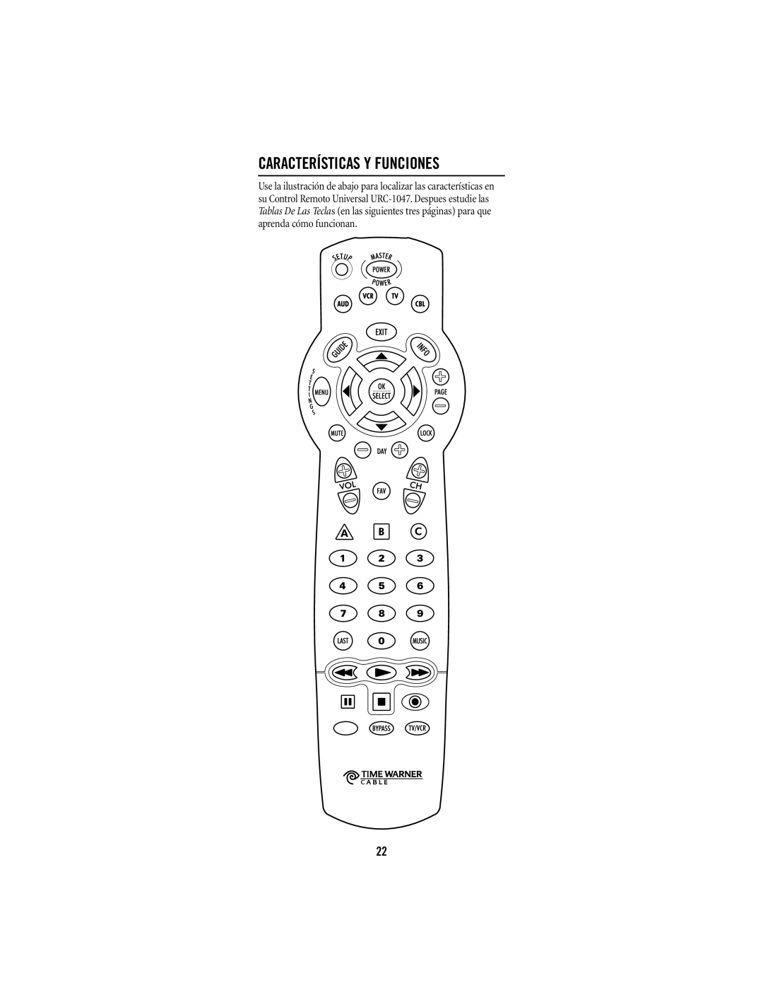 Universal Electronics URC-1047 manual Características Y Funciones 