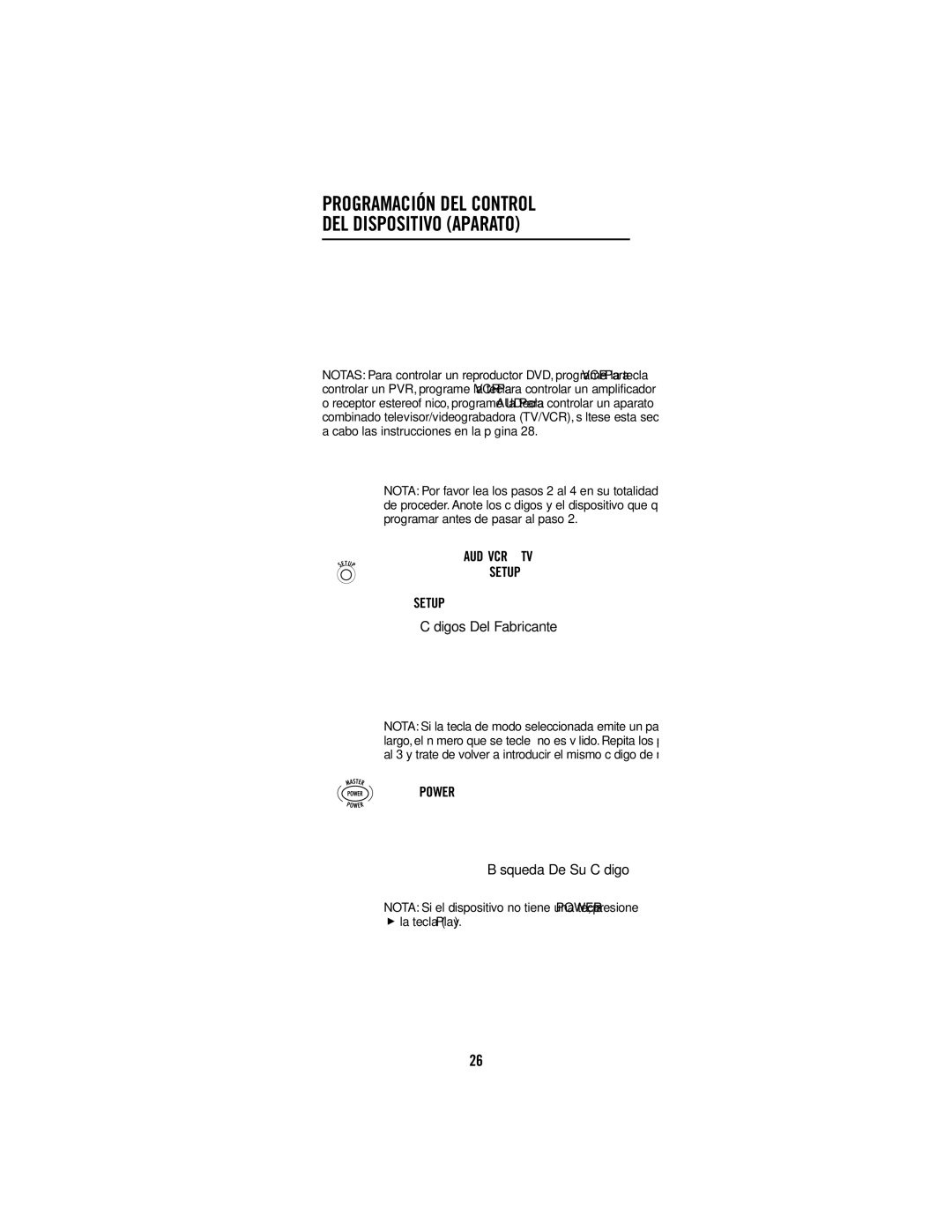 Universal Electronics URC-1047 manual Programación DEL Control DEL Dispositivo Aparato 