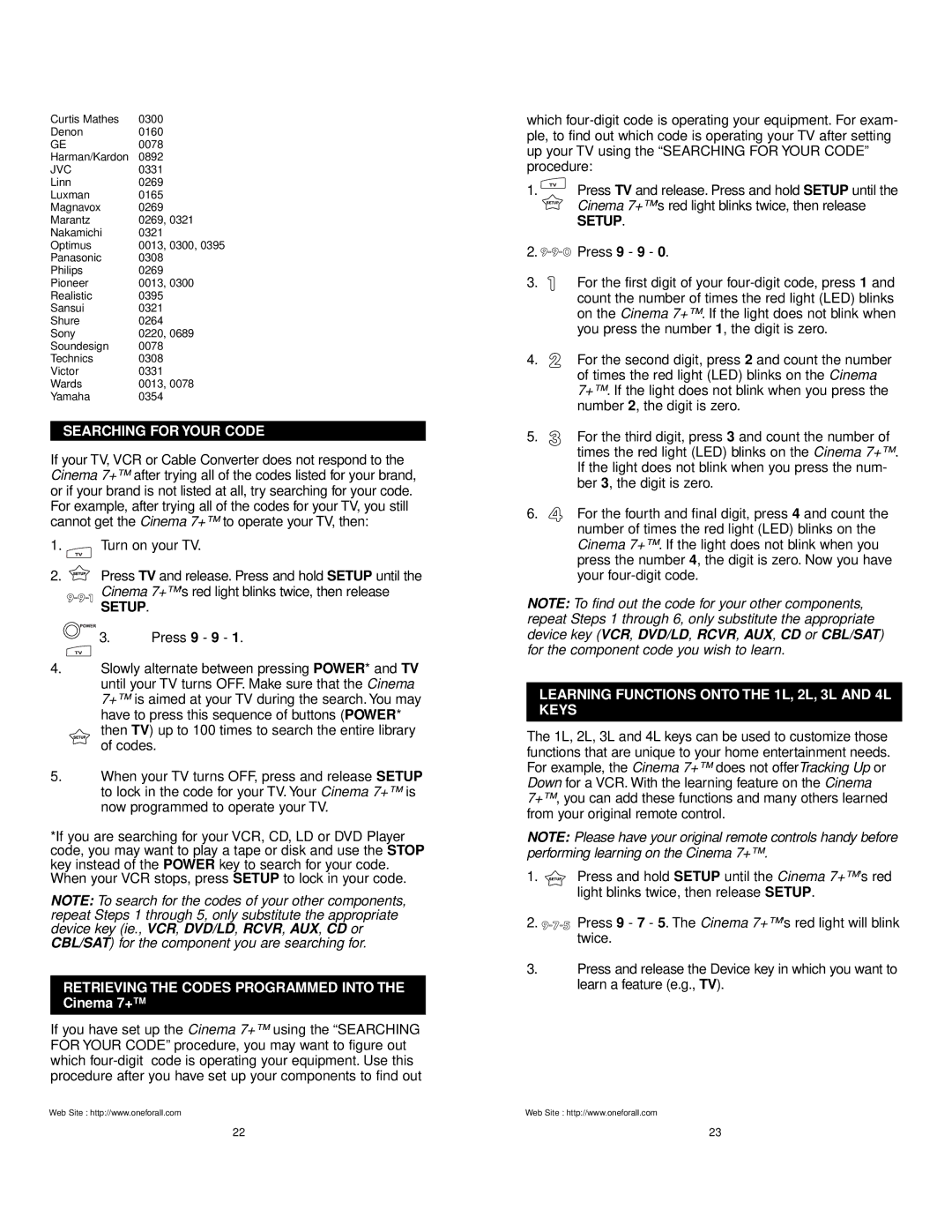 Universal Electronics URC 7800 manual Searching for Your Code, Retrieving the Codes Programmed Into 