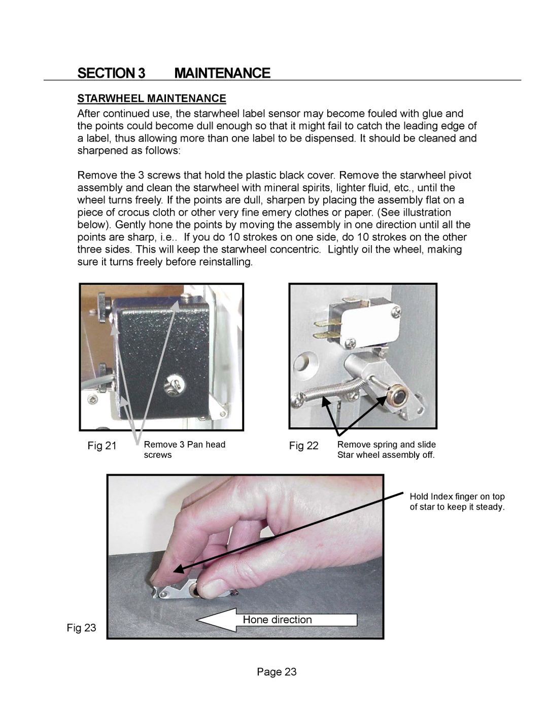 Universal L60 manual Starwheel Maintenance 