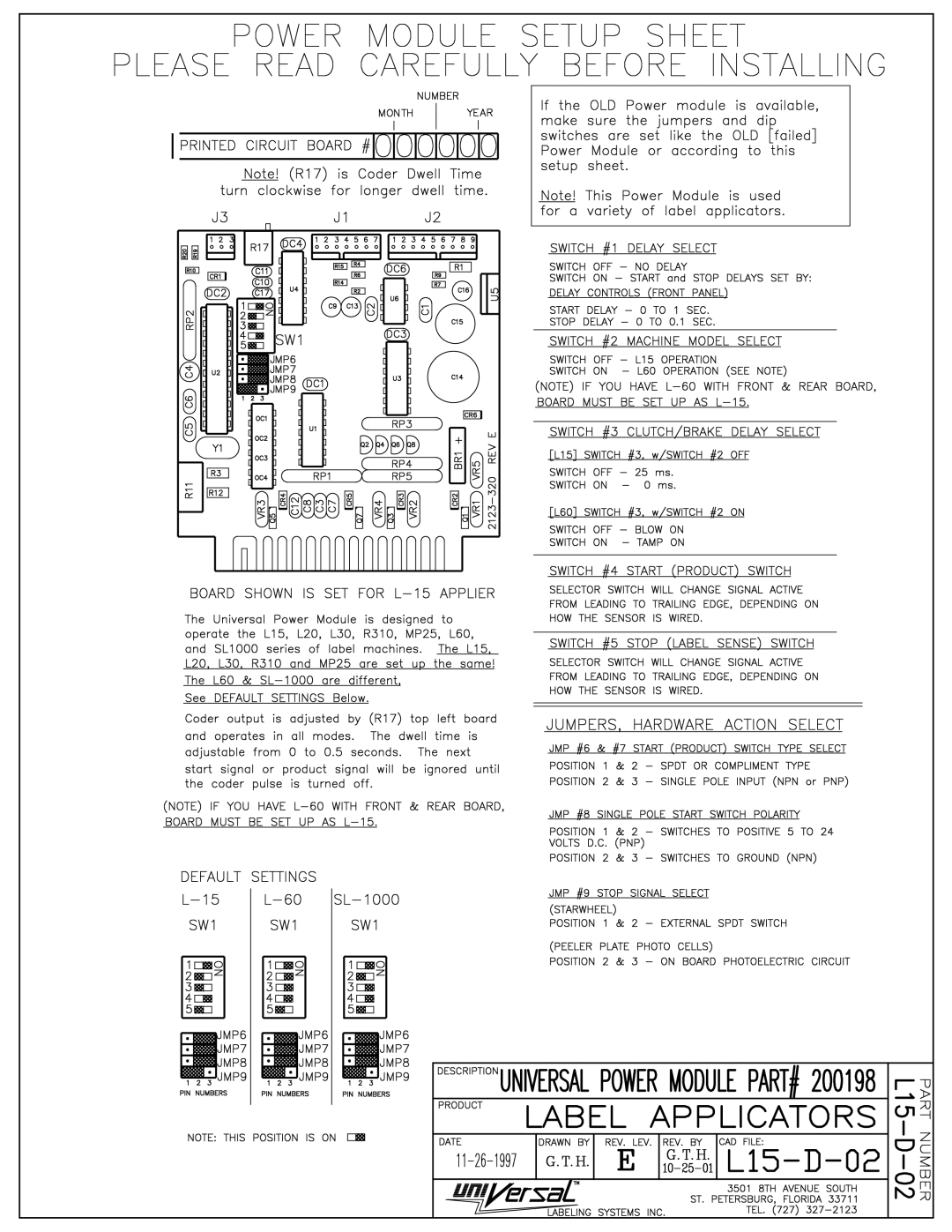 Universal L60 manual 