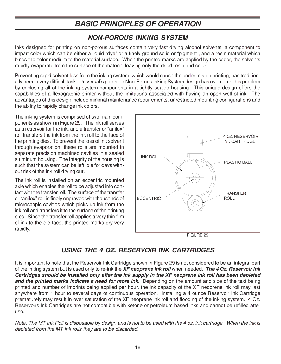 Universal Laser Systems CLP-100NI-NPRT manual Basic Principles of Operation, NON-POROUS Inking System 