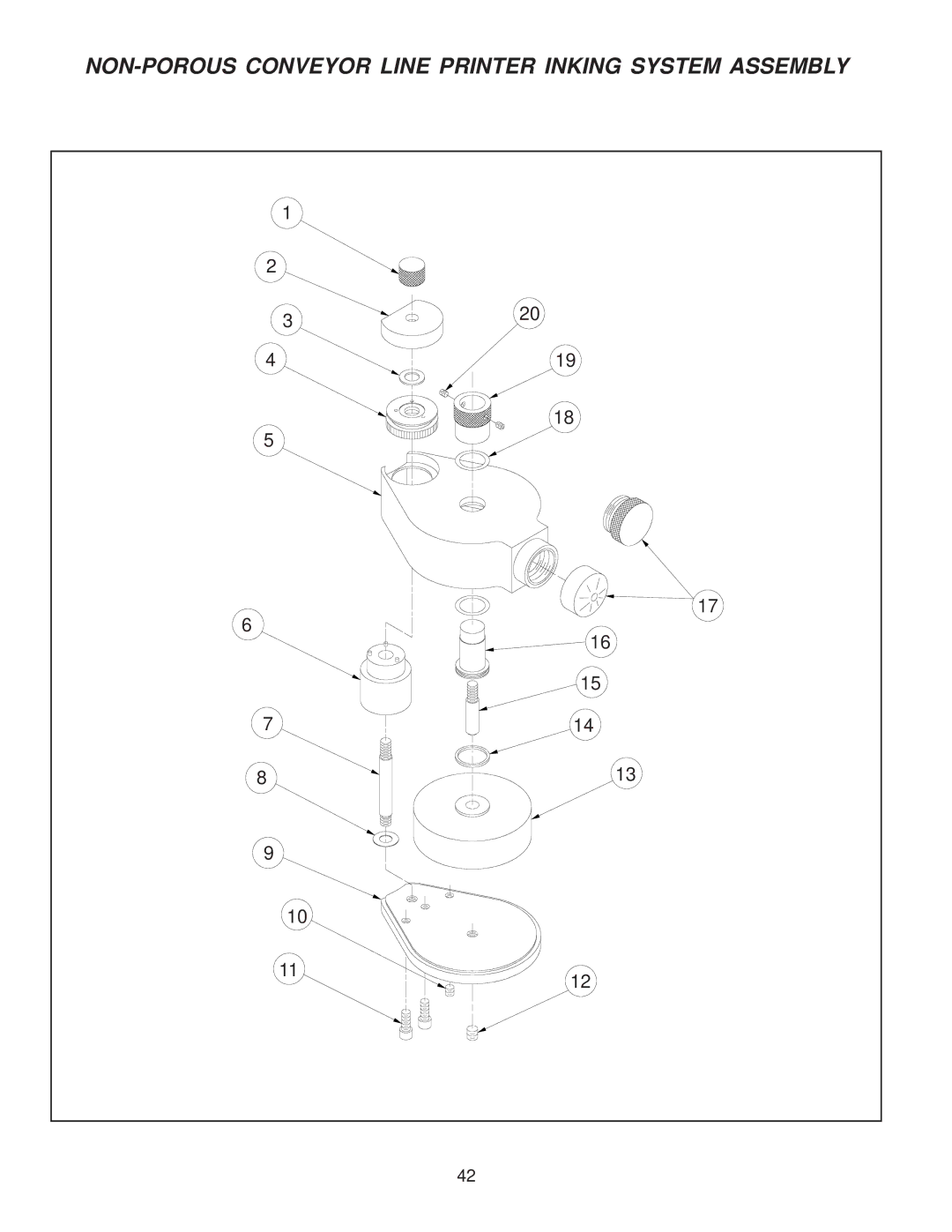 Universal Laser Systems CLP-100NI-NPRT manual NON-POROUS Conveyor Line Printer Inking System Assembly 