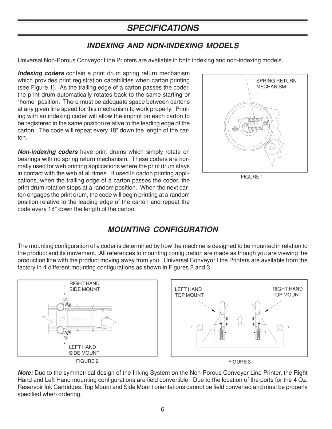 Universal Laser Systems CLP-100NI-NPRT manual Indexing and NON-INDEXING Models, Mounting Configuration 