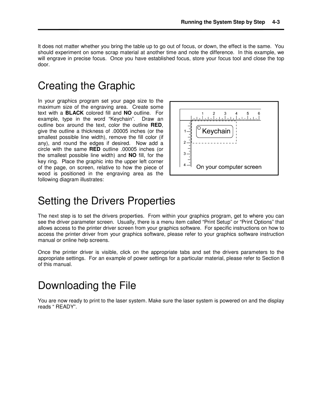 Universal Laser Systems X2-600, X-600 manual Creating the Graphic, Setting the Drivers Properties, Downloading the File 