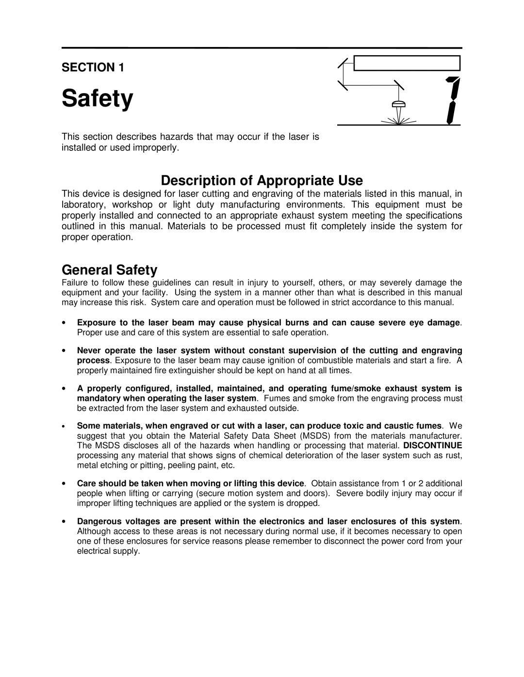 Universal Laser Systems X2-600, X-600 manual Safety 