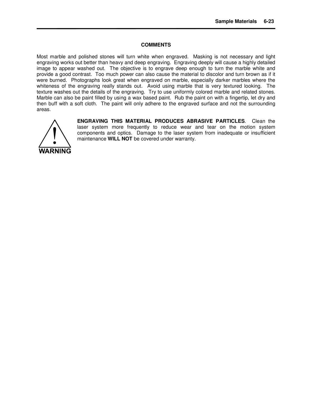 Universal Laser Systems X2-600, X-600 manual Comments 