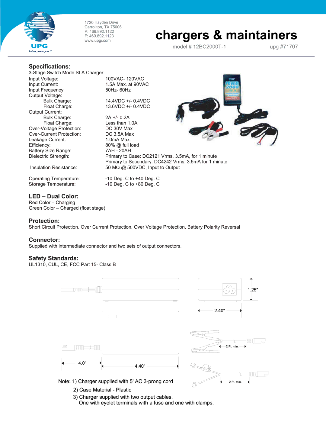 Universal Power Group 12BC2000T-1 manual 