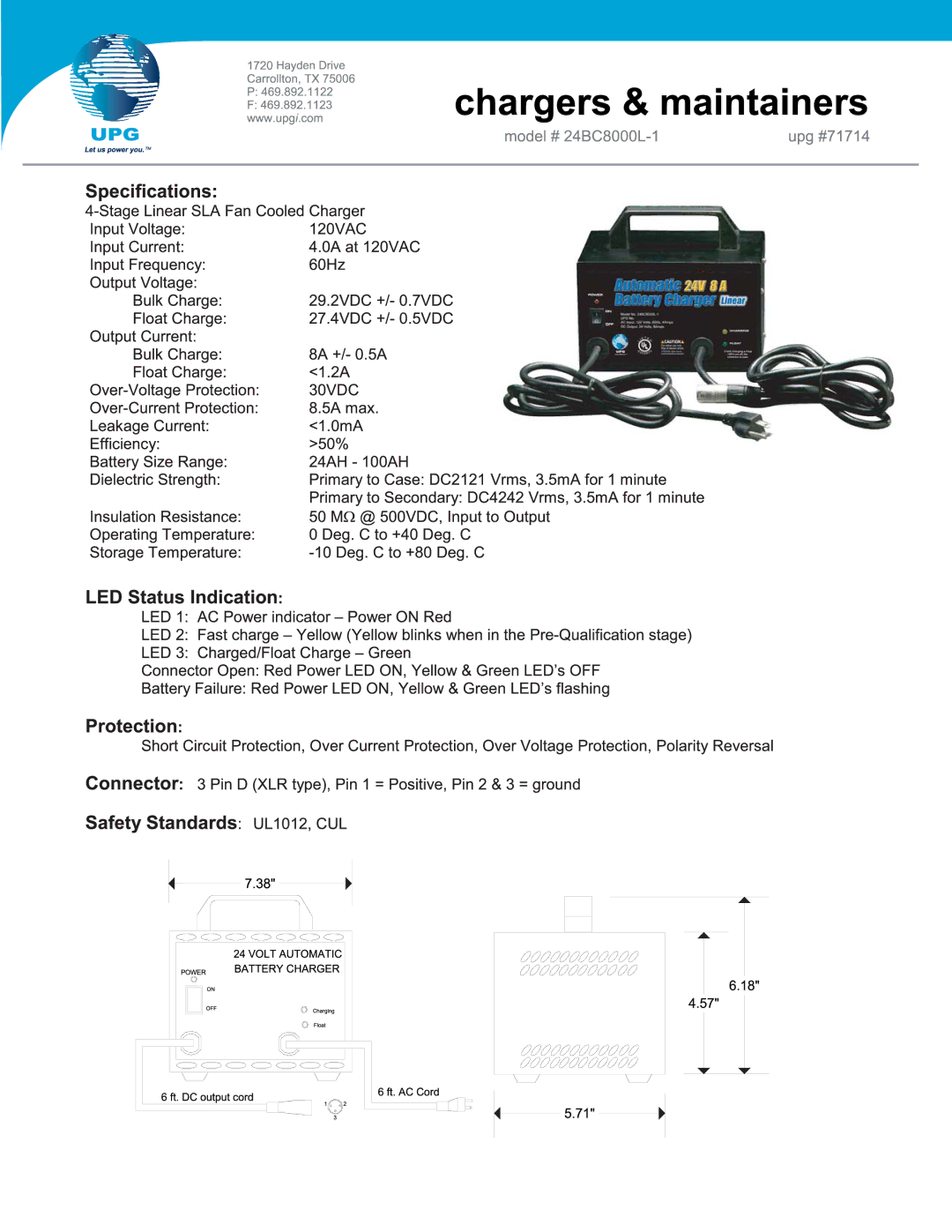 Universal Power Group 24BC8000-L-1 manual 