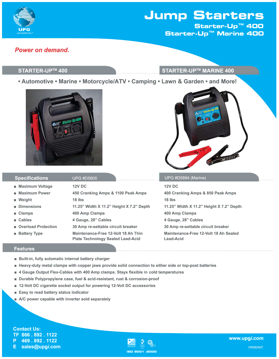 Universal Power Group Jump Starters manual RvAC118 