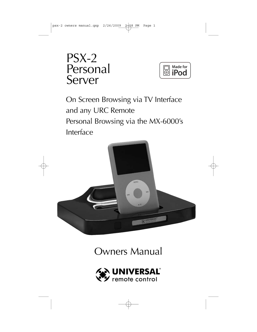 Universal PSX-2 owner manual 