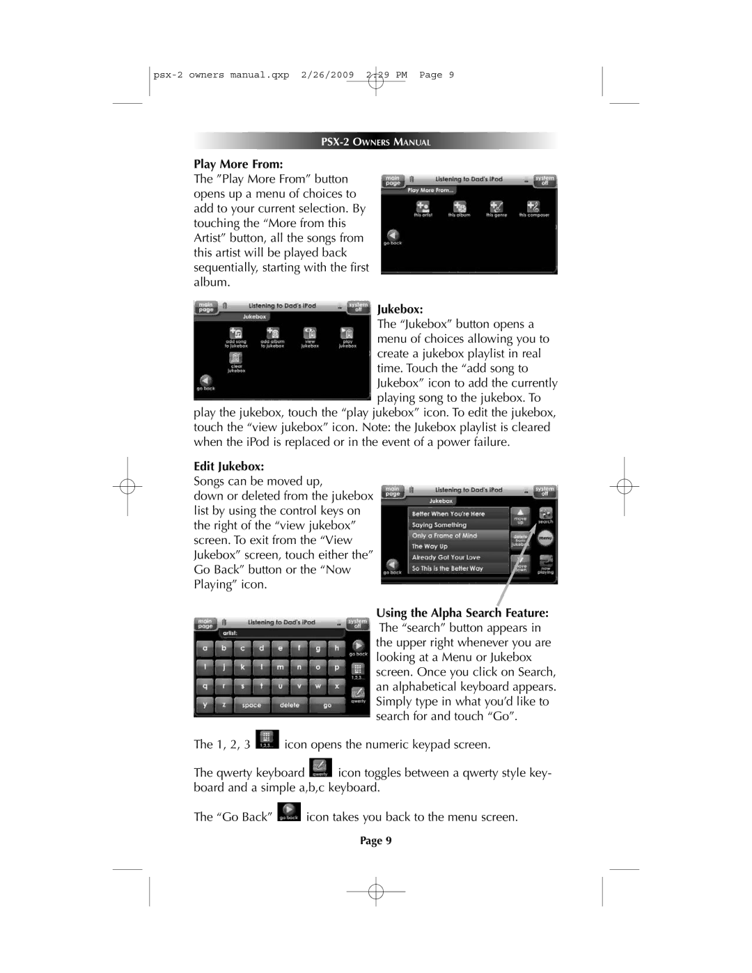 Universal PSX-2 owner manual Play More From, Edit Jukebox 