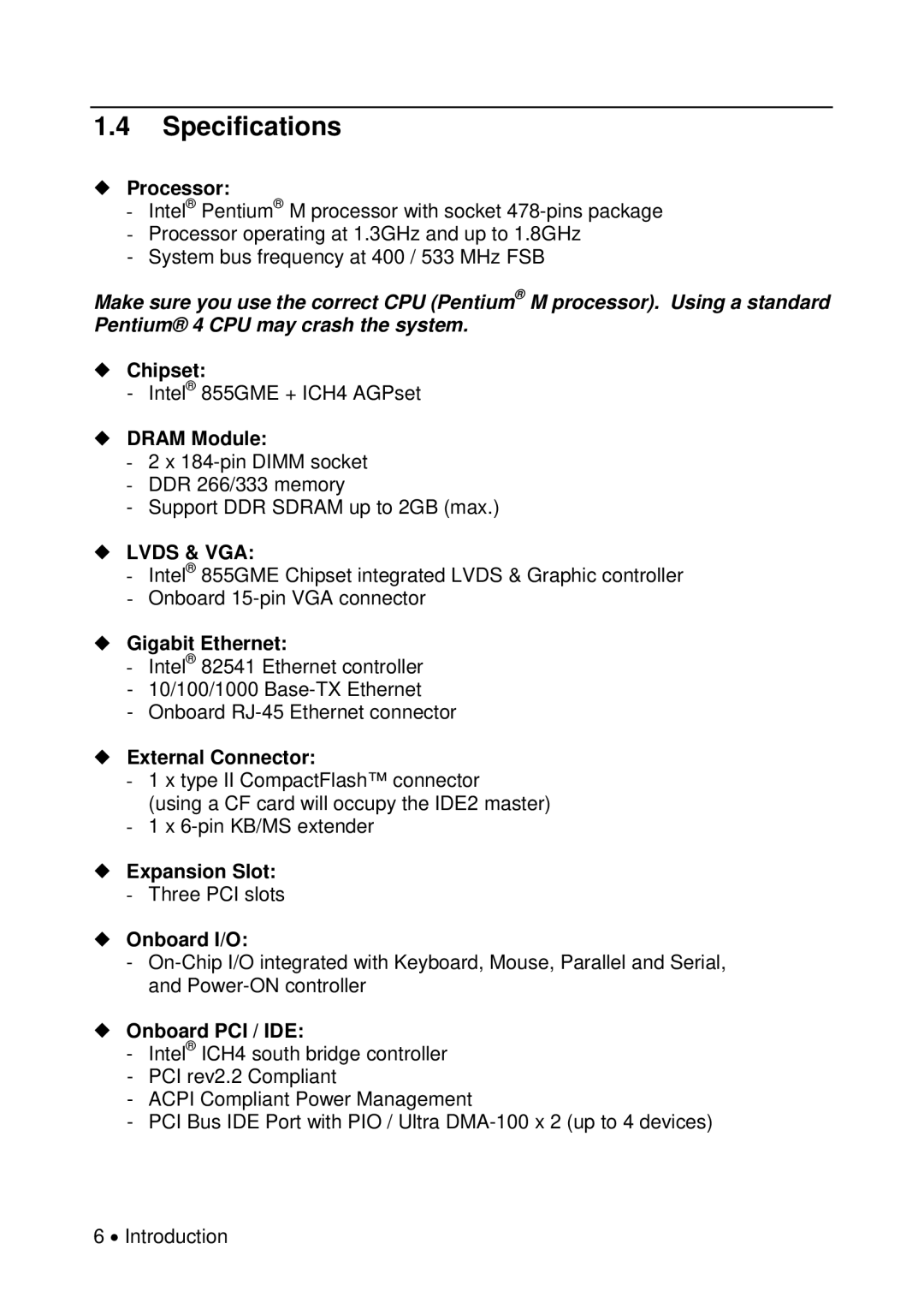 Universal Remote Control M-855 user manual Specifications, ¡ Lvds & VGA 