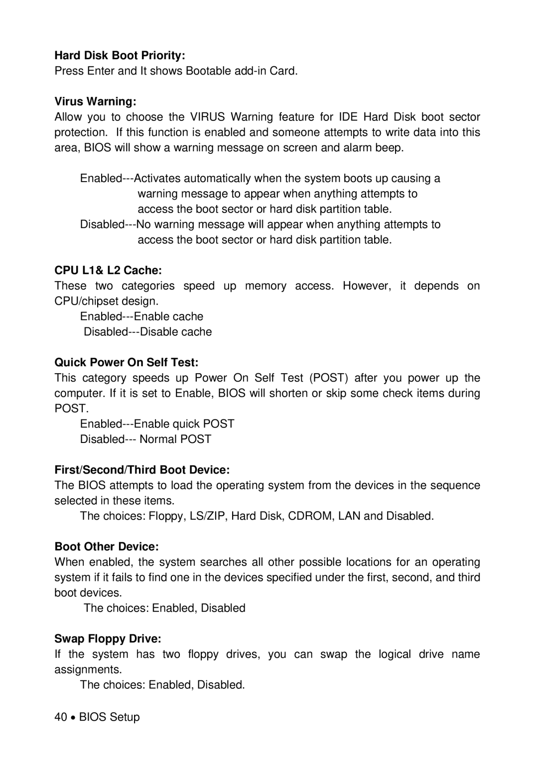 Universal Remote Control M-855 Hard Disk Boot Priority, Virus Warning, CPU L1& L2 Cache, Quick Power On Self Test 