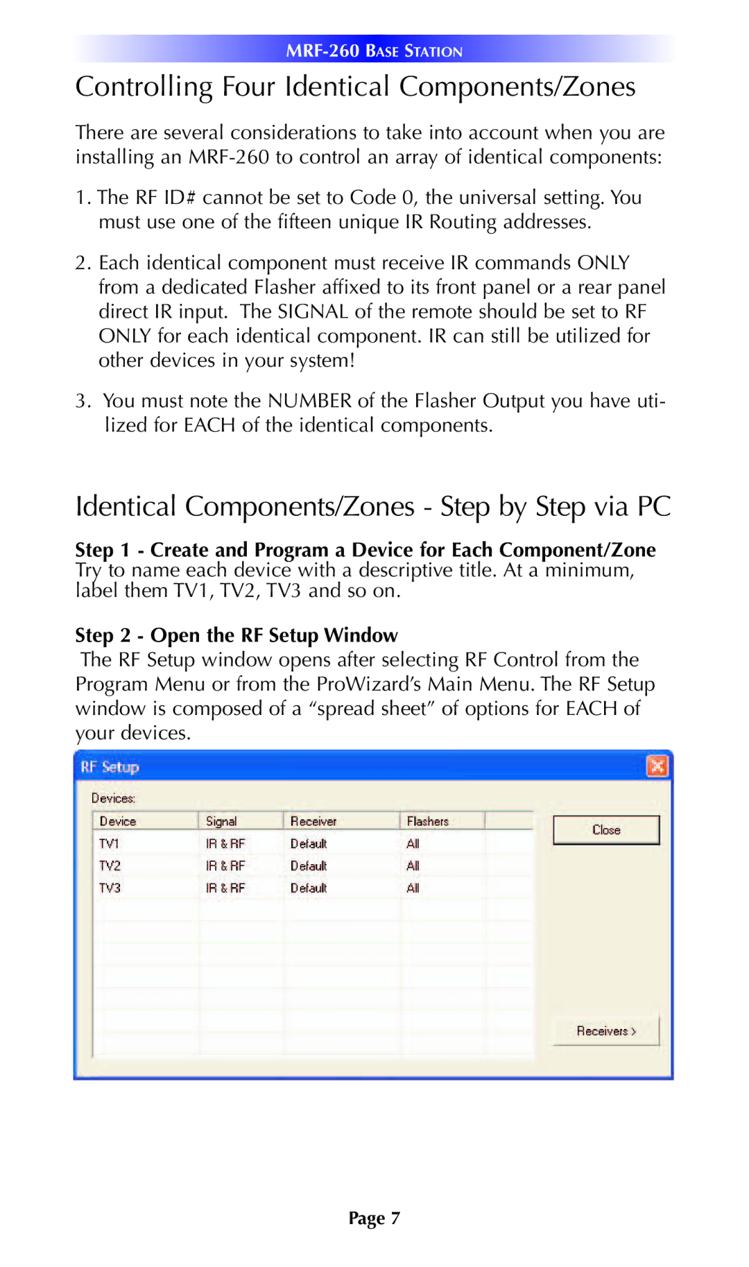 Universal Remote Control MRF-260 installation manual Controlling Four Identical Components/Zones 