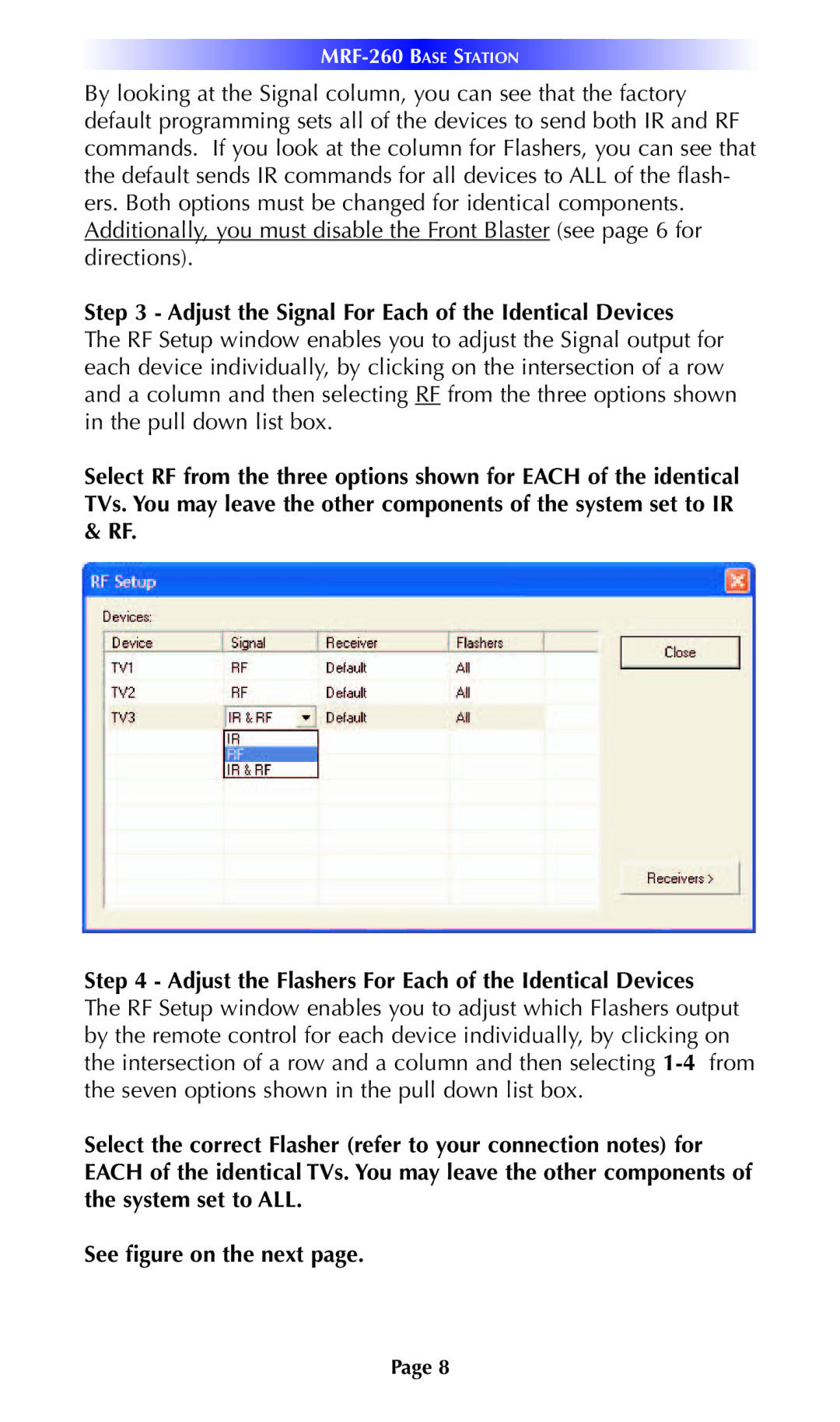 Universal Remote Control MRF-260 installation manual Adjust the Signal For Each of the Identical Devices 