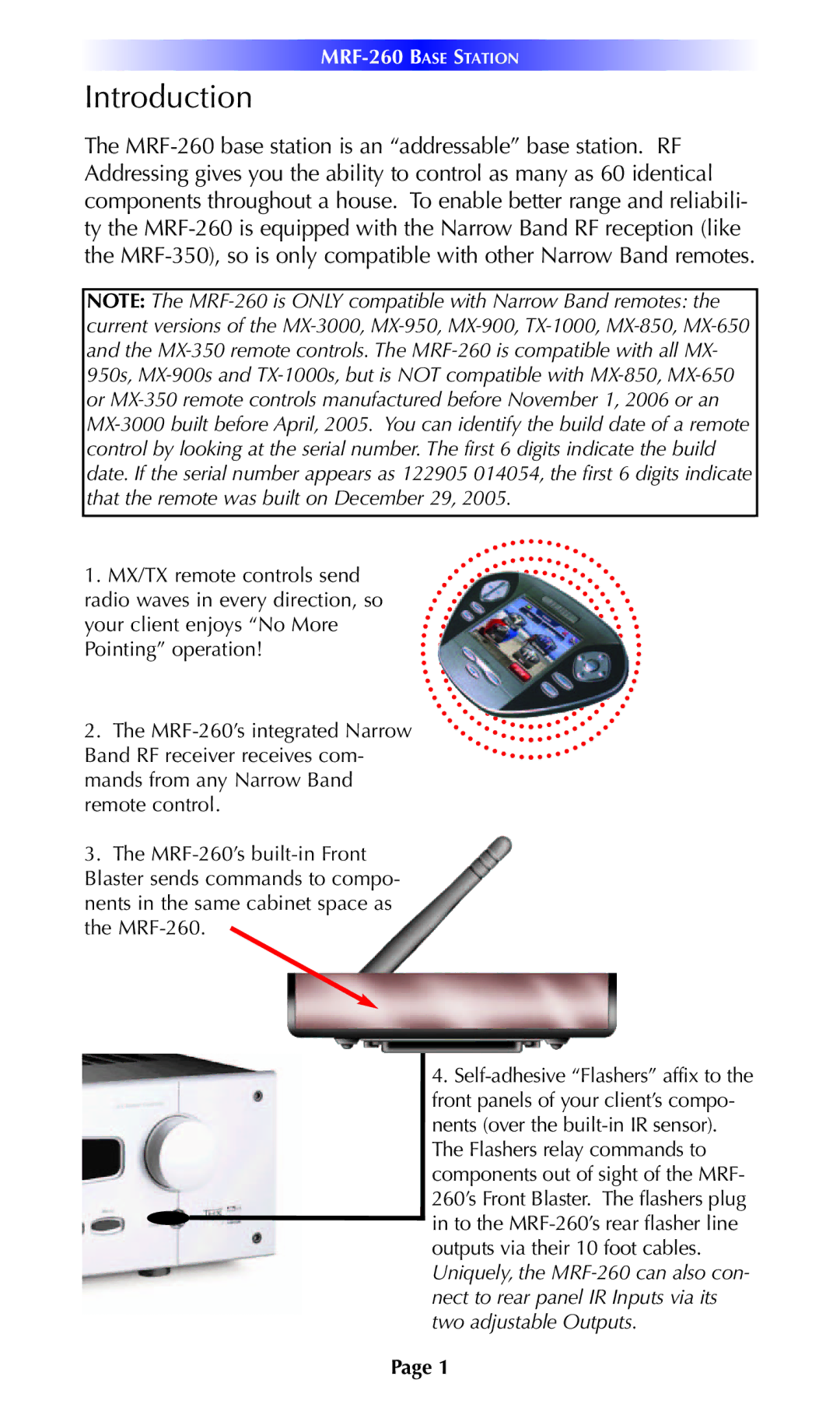 Universal Remote Control MRF-260 installation manual Introduction 