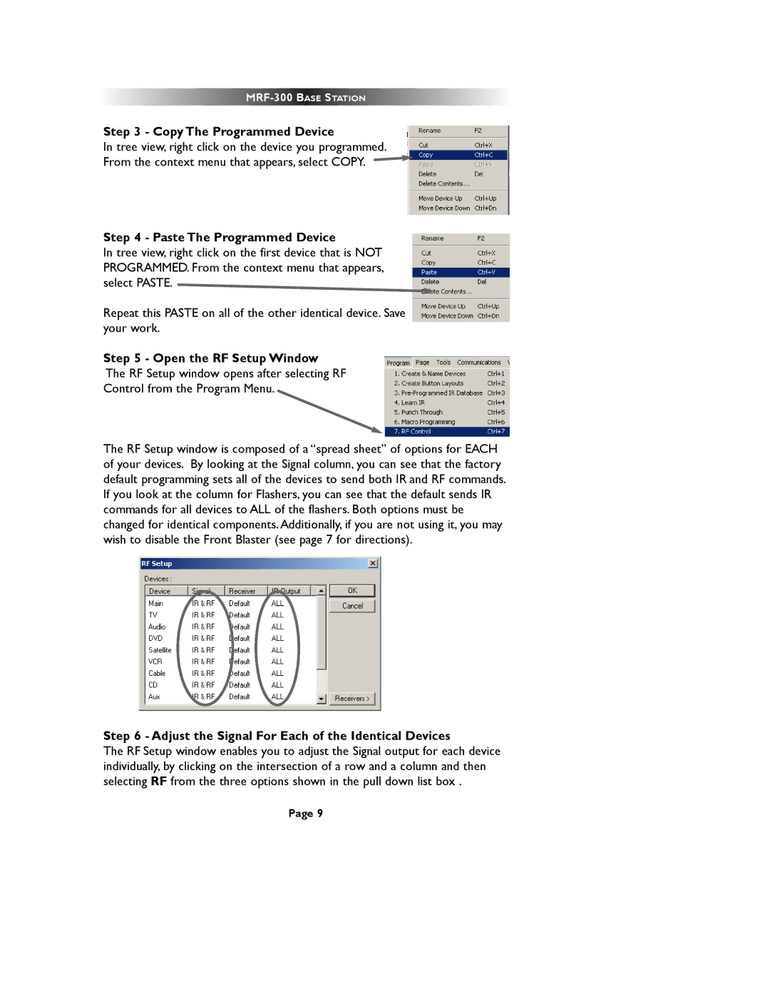 Universal Remote Control MRF-300/RFX150 installation manual Copy The Programmed Device, Paste The Programmed Device 