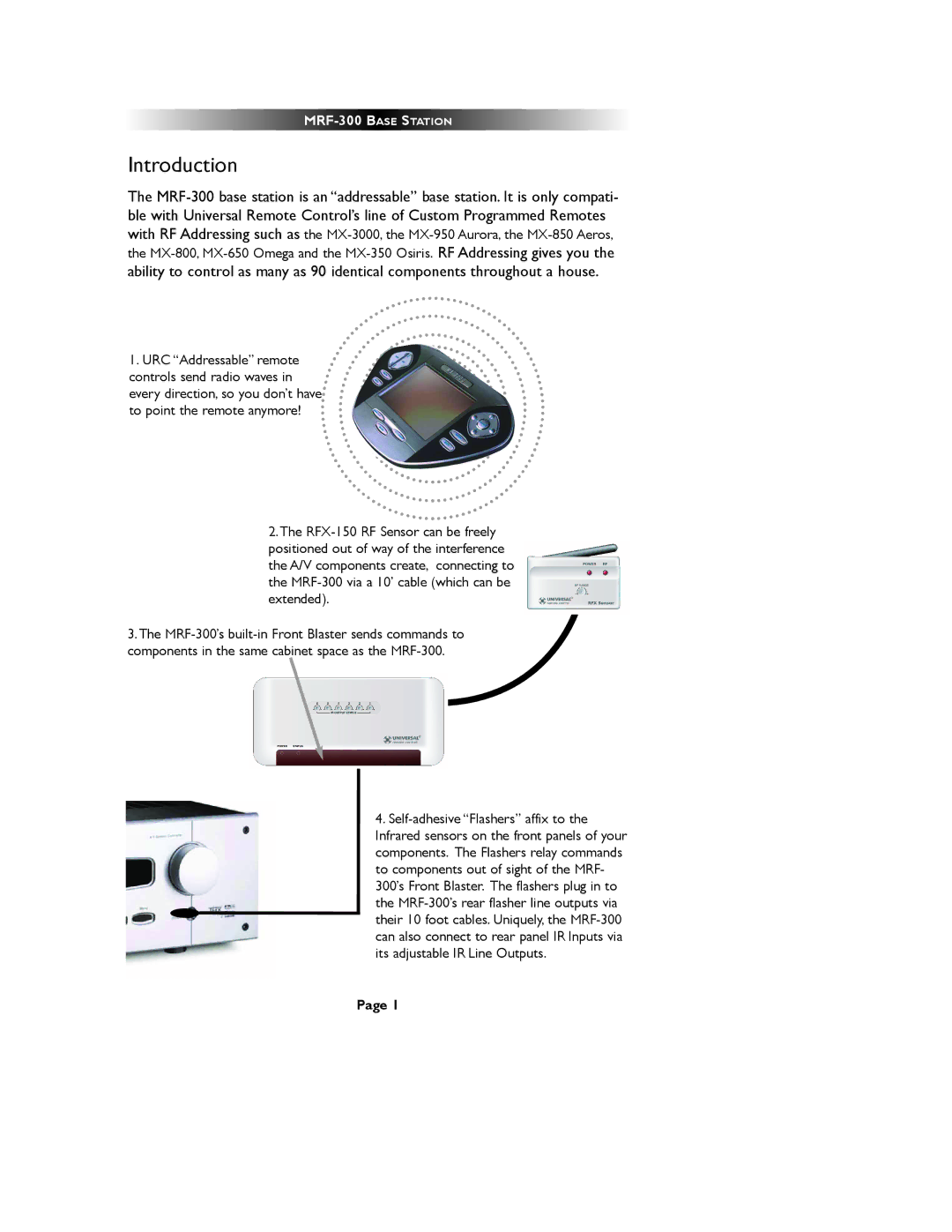 Universal Remote Control MRF-300/RFX150 installation manual Introduction 