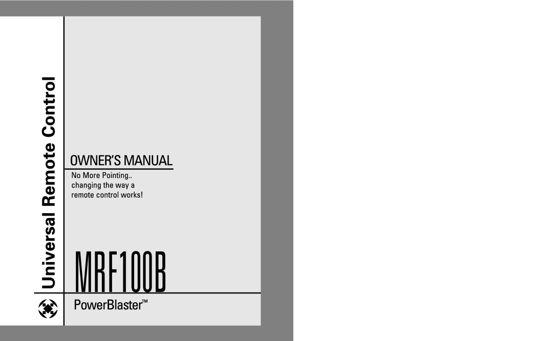 Universal Remote Control MRF100B manual 