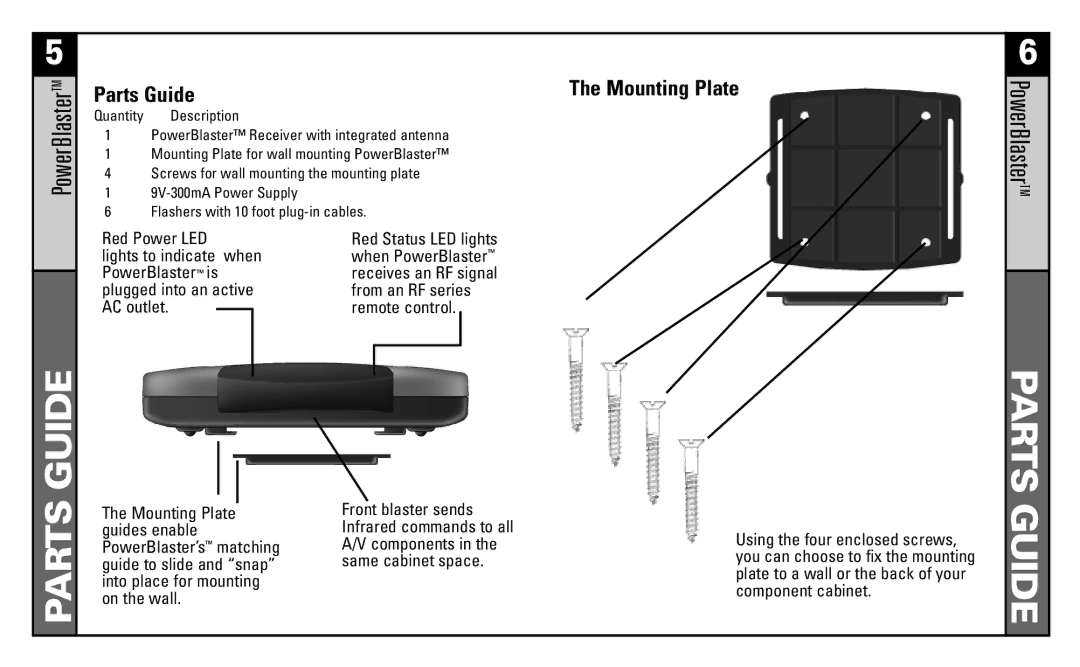 Universal Remote Control MRF100B manual Parts Guide, Mounting Plate 