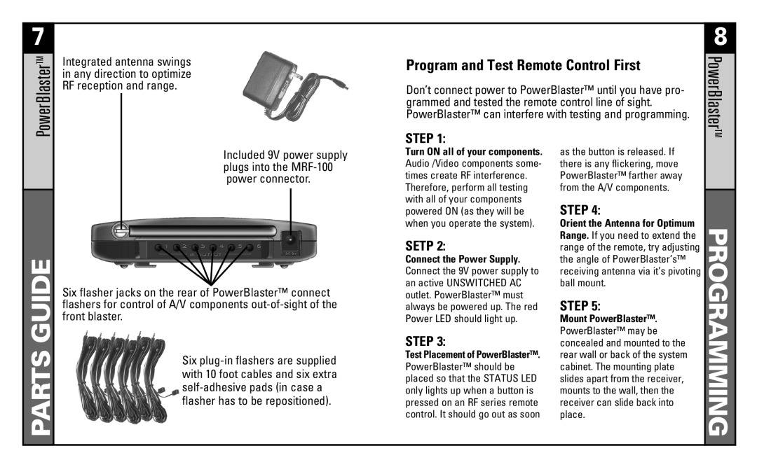 Universal Remote Control MRF100B manual Programming, Program and Test Remote Control First 