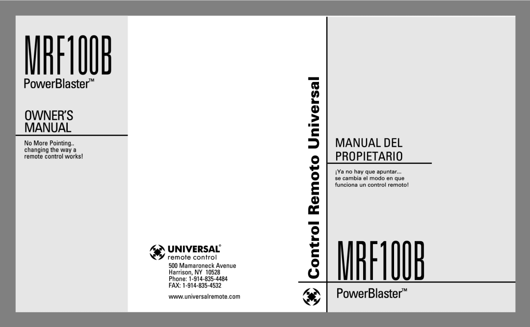 Universal Remote Control MRF100B manual 