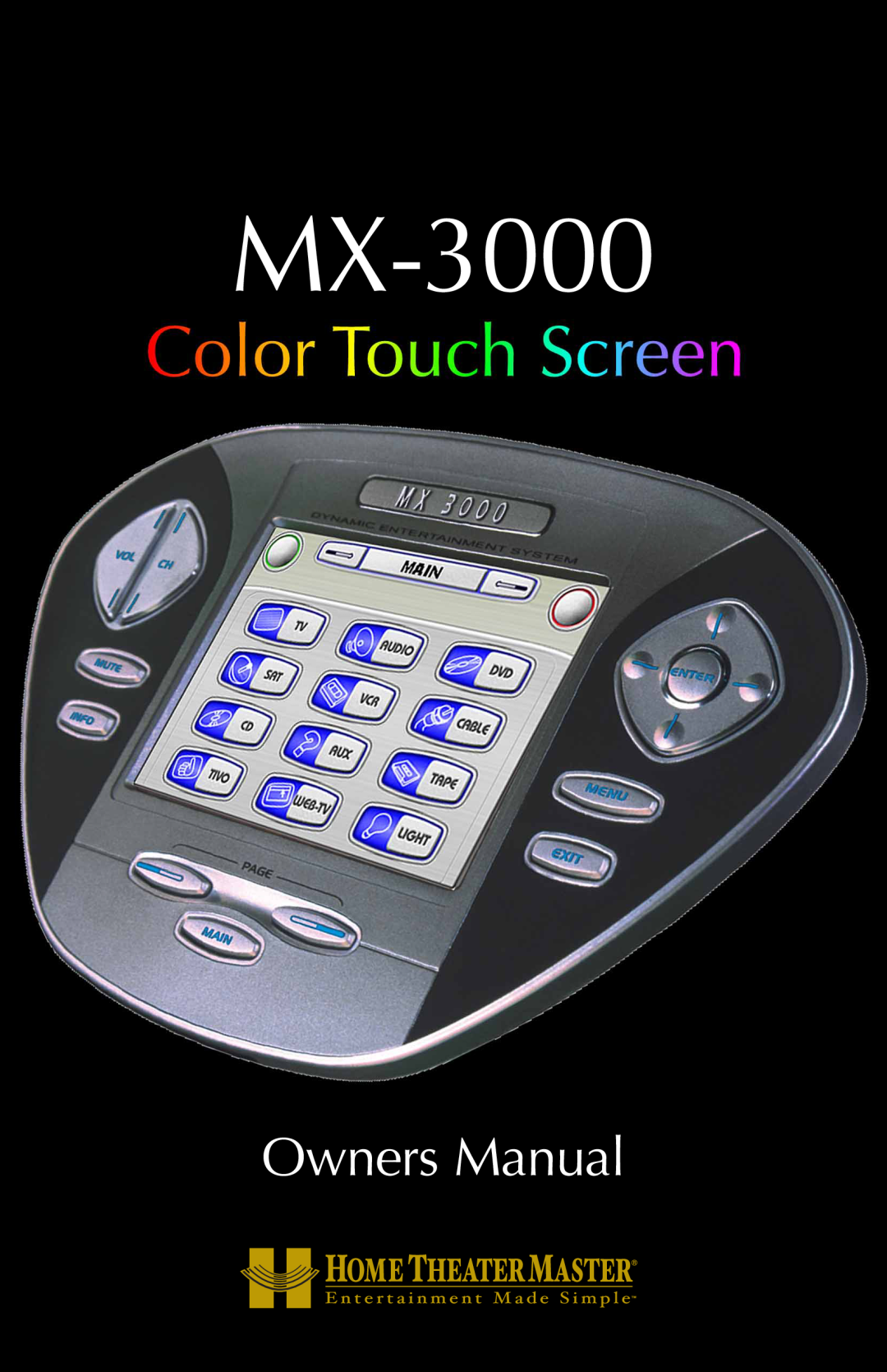 Universal Remote Control MX-3000 owner manual MRF-250, Owners Manual, Multi-Room “No-Pointing” RF Control 
