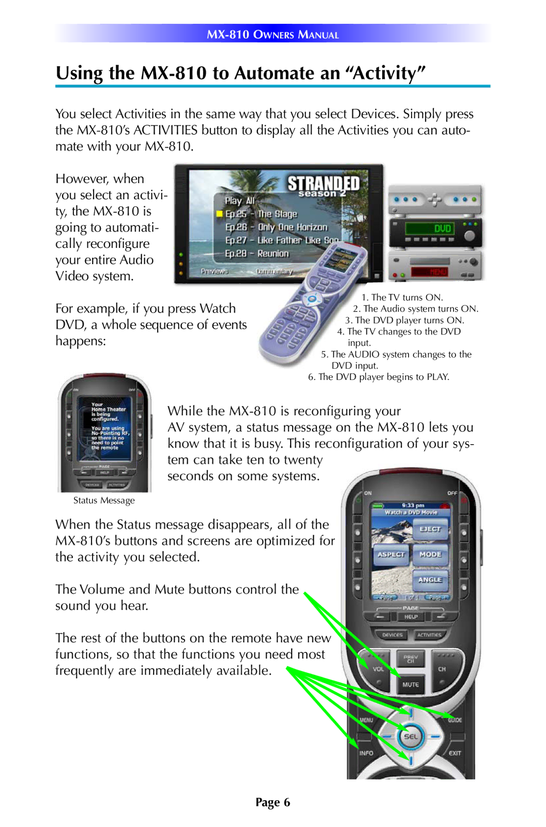 Universal Remote Control manual Using the MX-810 to Automate an Activity 