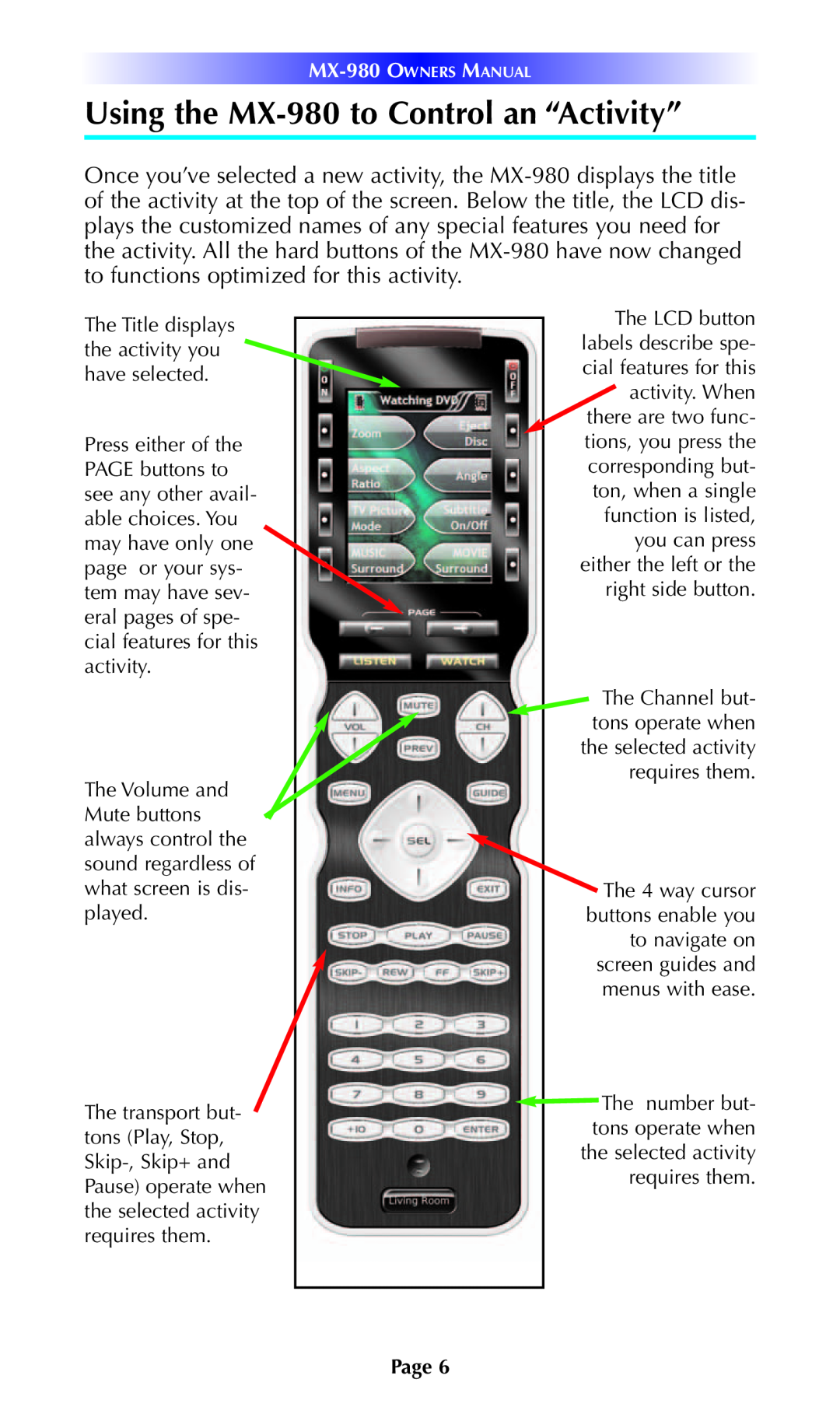 Universal Remote Control manual Using the MX-980 to Control an “Activity”, Page 