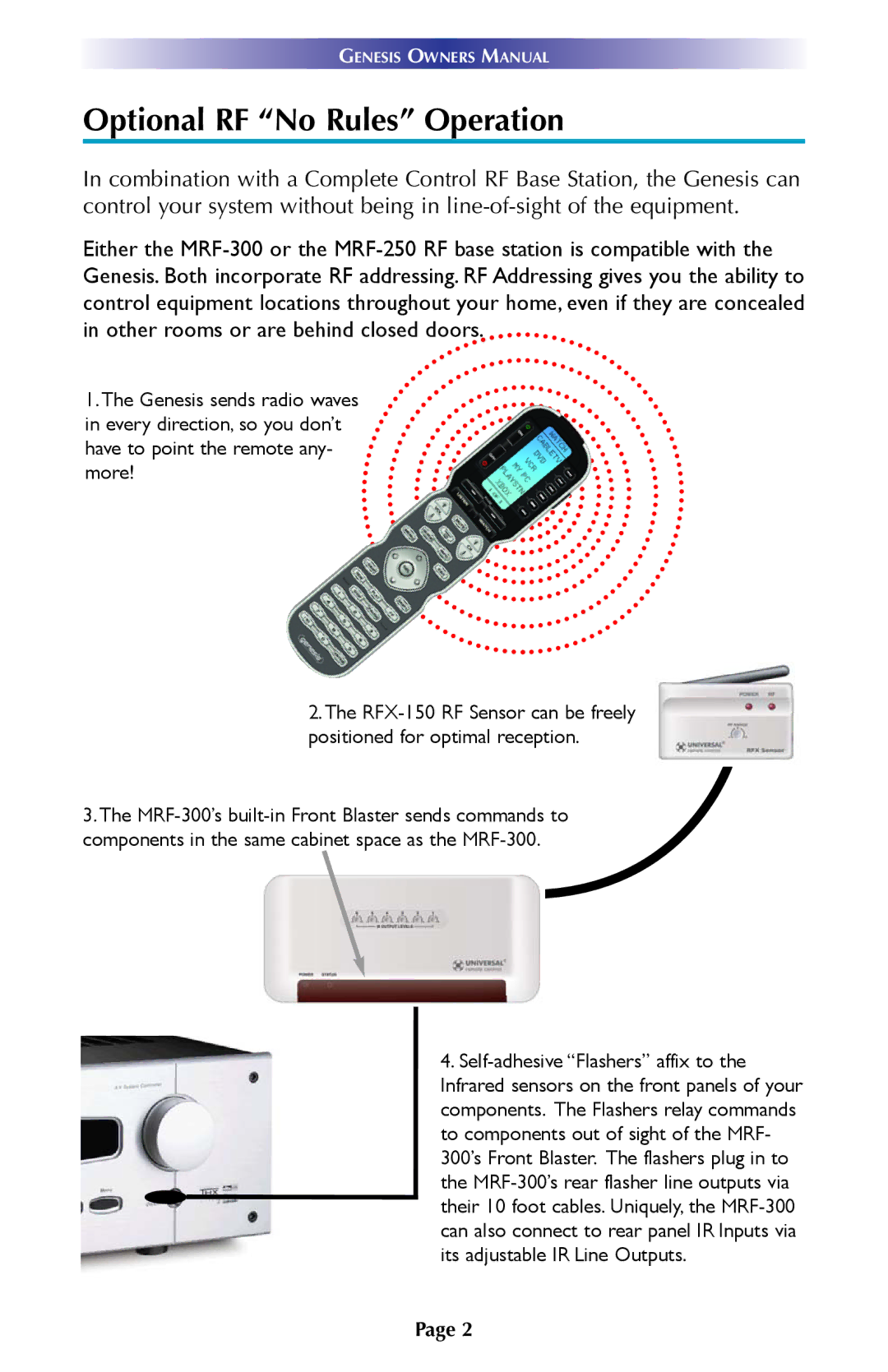 Universal Remote Control MX900 manual Optional RF No Rules Operation 