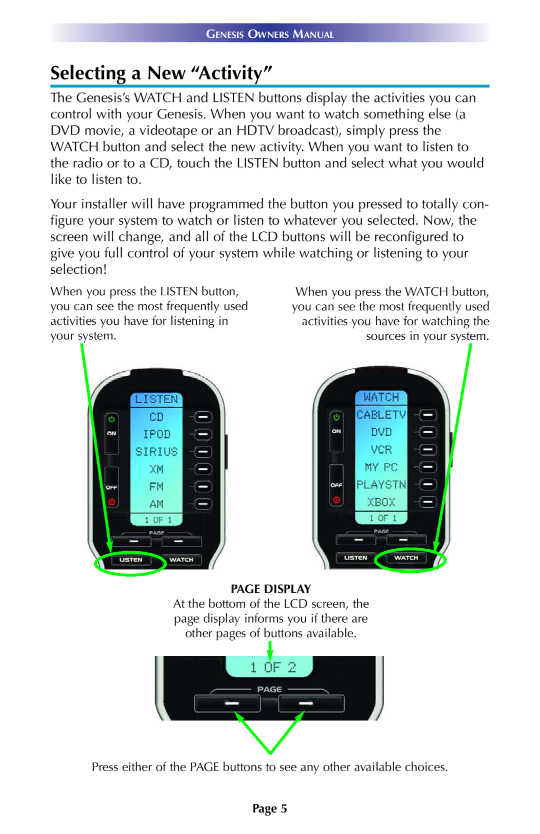 Universal Remote Control MX900 manual Selecting a New Activity, Display 